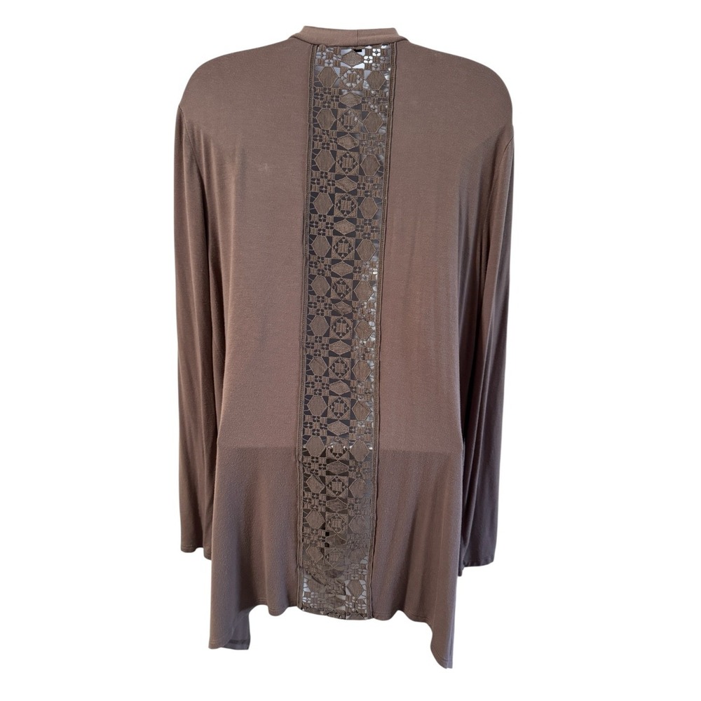 Apt 9 Cardigan Women XL Taupe Excellent Open Front‎ Lace Back Casual Chic